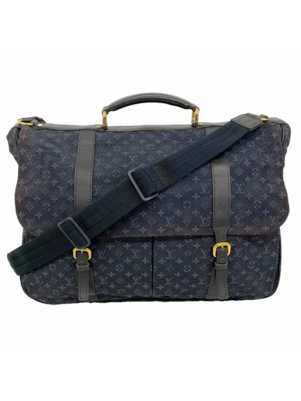Louis Vuitton Briefcase Monogram Mini Denise Blue 2-Way
